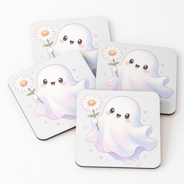 Item preview, Cute Kawaii Ghost Holding Daisy Flower designed and sold by naragon4289.