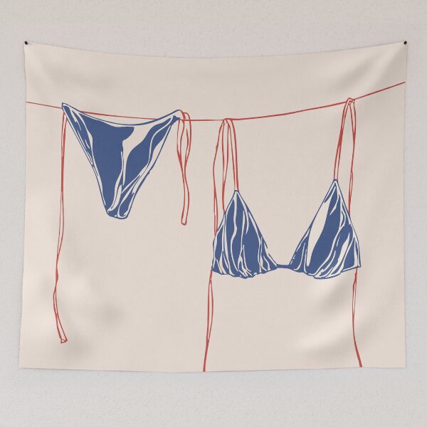 Item preview, Blue Bikini Clothesline Minimalistic Summer designed and sold by mauikauai.