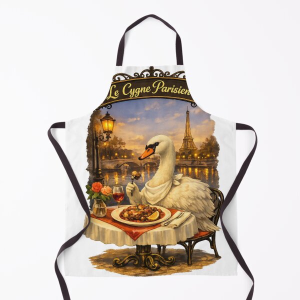 Item preview, Le Cygne Parisien Swan Dining – Elegant French Fine Dining Animal Illustration designed and sold by Shadowframe Studios.
