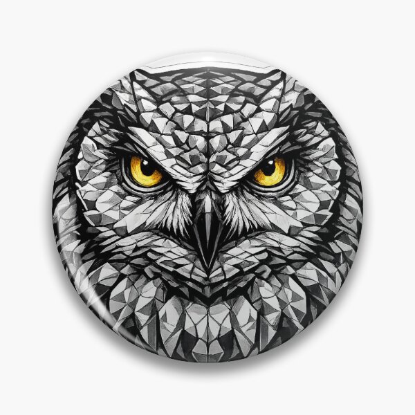 Item preview, Geometric Great Horned Owl Head | Low Poly Wildlife Vector | Black & White Owl Sticker designed and sold by DesertInkArt.