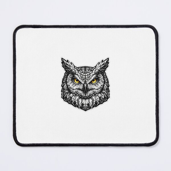 Item preview, Geometric Great Horned Owl Head | Low Poly Wildlife Vector | Black & White Owl Sticker designed and sold by DesertInkArt.