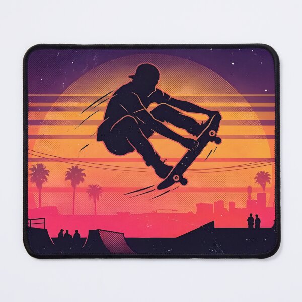 Item preview, Retro Synthwave Skateboarder Sunset Silhouette designed and sold by NovaShiftDesign.