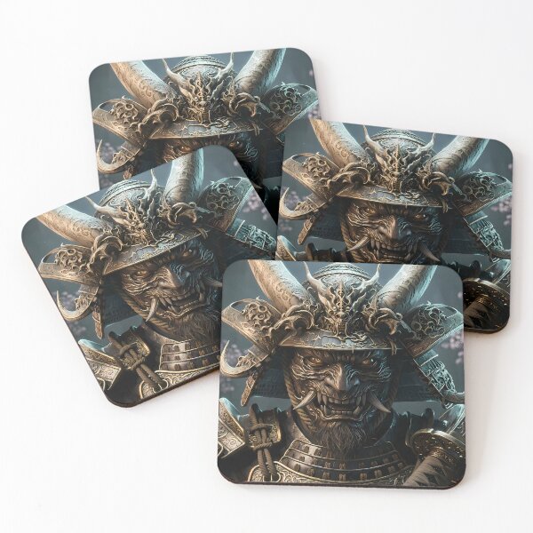 Item preview, Dark Samurai Warrior Horned Helmet Temple designed and sold by GalleryBrisArt.