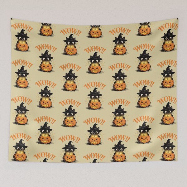 Item preview, Halloween Black Cat and Jack O'Lantern designed and sold by KiraChie.