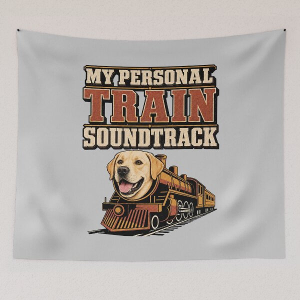 Item preview, My Personal Train Soundtrack – Funny Labrador Retriever Locomotive designed and sold by PixelBlob.