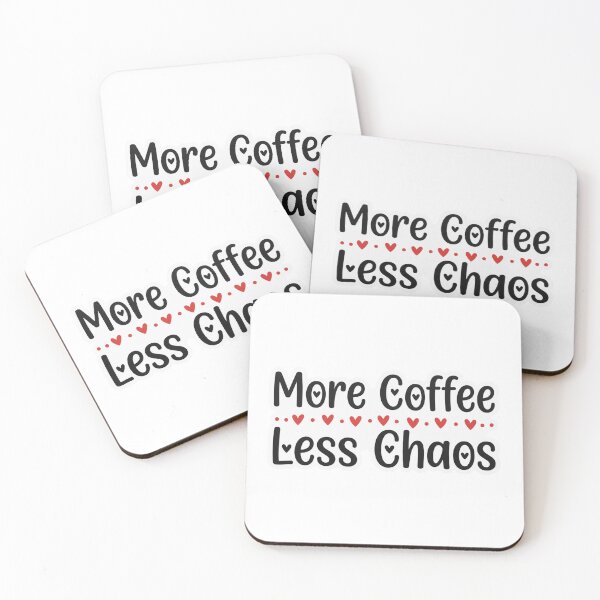 Item preview, More Coffee Less Chaos Cute Hearts Typography designed and sold by Amituniqdesign .