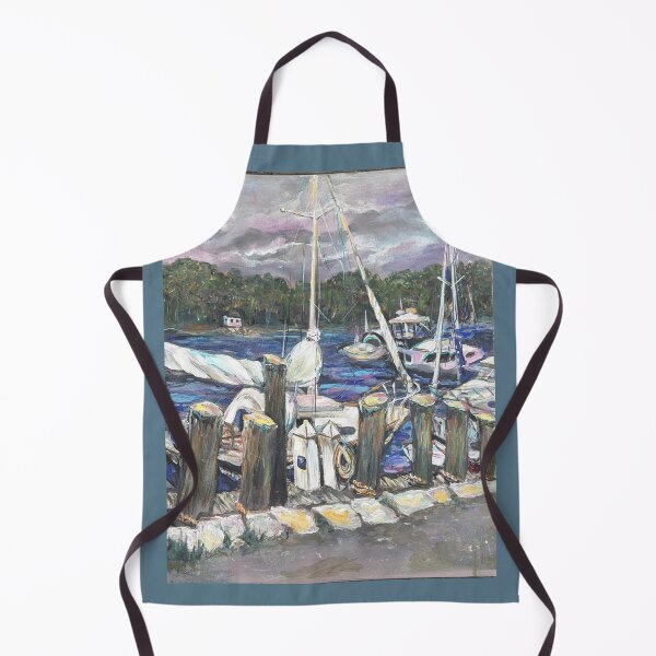 Item preview, Mystic seaport sailboats en plein air summer acrylic painting impressionistic designed and sold by Paintingladycat.