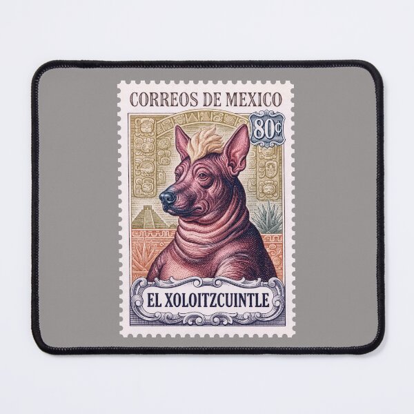 Item preview, Vintage Mexican Xoloitzcuintle Postage Stamp – Aztec Hairless Dog Engraving designed and sold by retrographics.