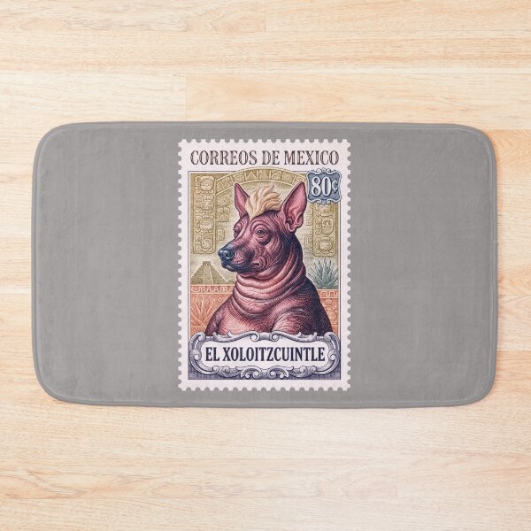 Item preview, Vintage Mexican Xoloitzcuintle Postage Stamp – Aztec Hairless Dog Engraving designed and sold by retrographics.