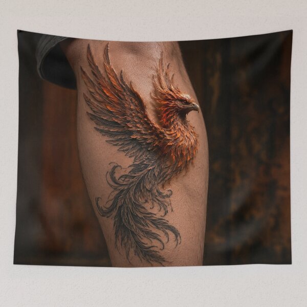 Item preview, Phoenix Wing Tattoo On Calf designed and sold by Diego Re.