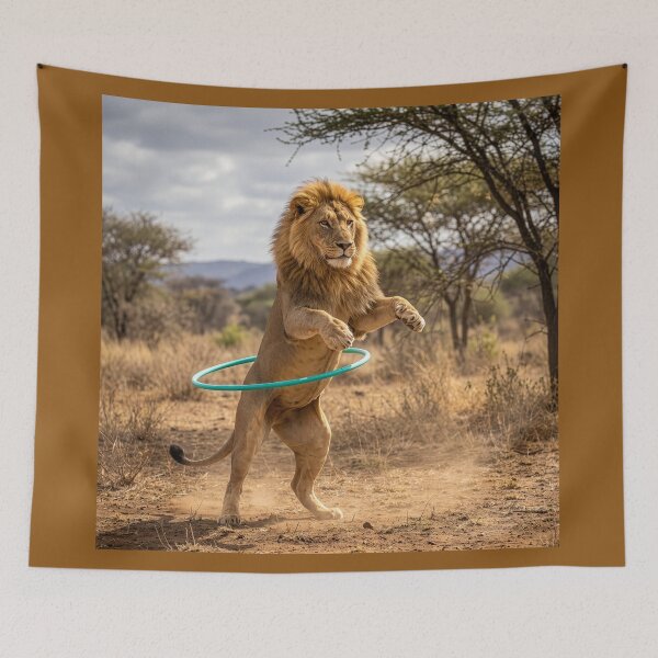 Item preview, Lion Gives His New Hula Hoop a Try designed and sold by Tridentulus.