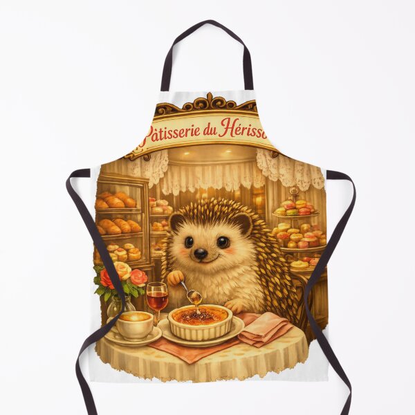 Item preview, Pâtisserie du Hérisson – Hedgehog Enjoying Crème Brûlée in a French Pâtisserie designed and sold by Shadowframe Studios.