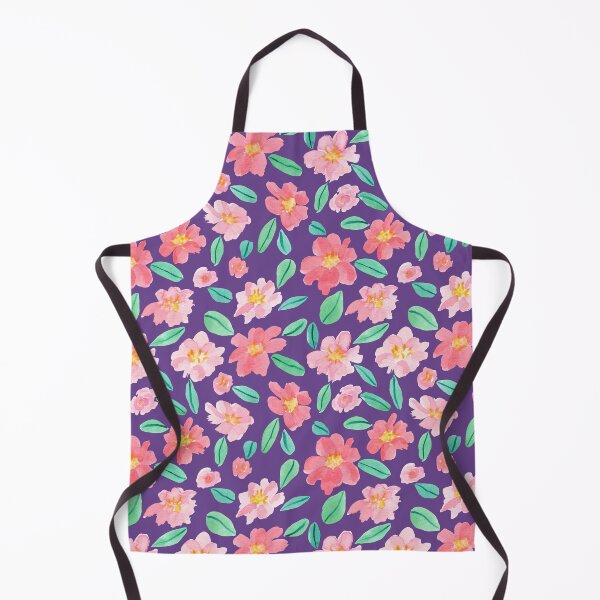 Item preview, Pink Watercolour Camellias Flowers Purple background designed and sold by Lozzie Eliza Designs.