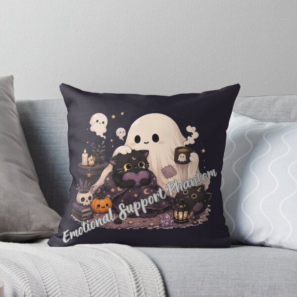 Item preview, Emotional Support Phantom Cute Ghost Black Cat designed and sold by NESTORY-Studio.