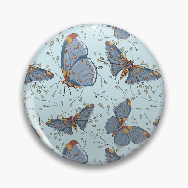 Item preview, Moth Botanical Pattern - Blue Sky Naturalist Seamless Design designed and sold by Zymetryart.