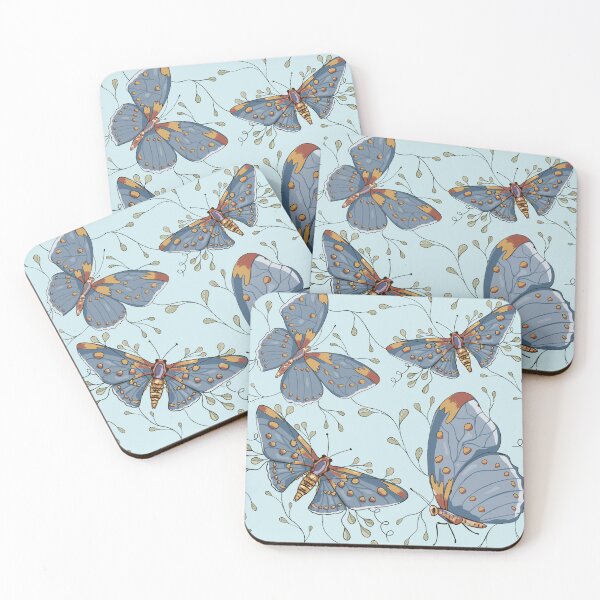 Item preview, Moth Botanical Pattern - Blue Sky Naturalist Seamless Design designed and sold by Zymetryart.