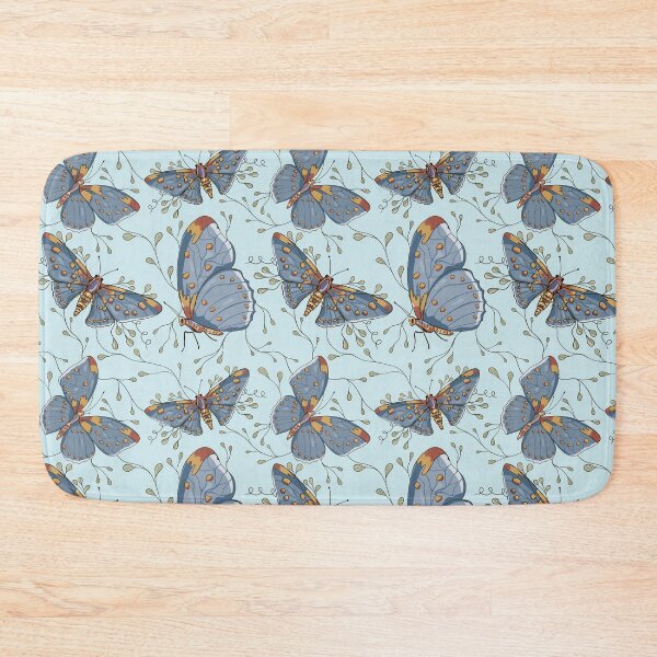 Item preview, Moth Botanical Pattern - Blue Sky Naturalist Seamless Design designed and sold by Zymetryart.
