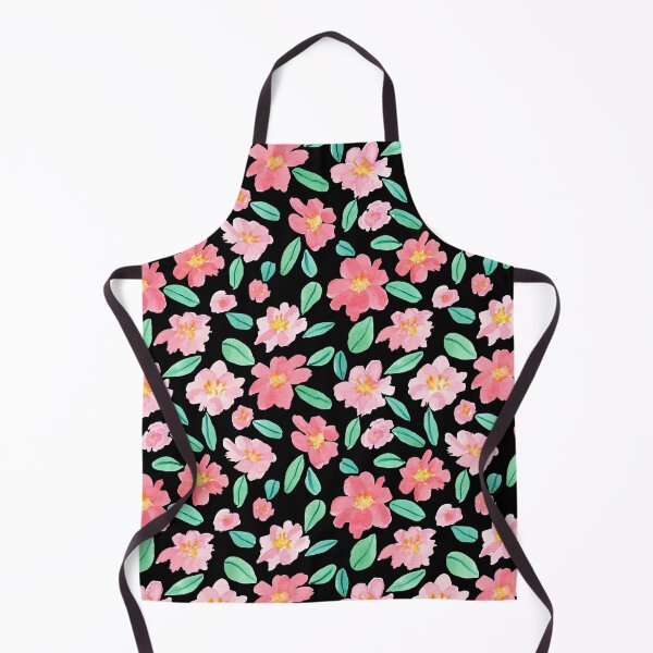 Item preview, Pink Watercolour Camellias Flowers Black background designed and sold by Lozzie Eliza Designs.