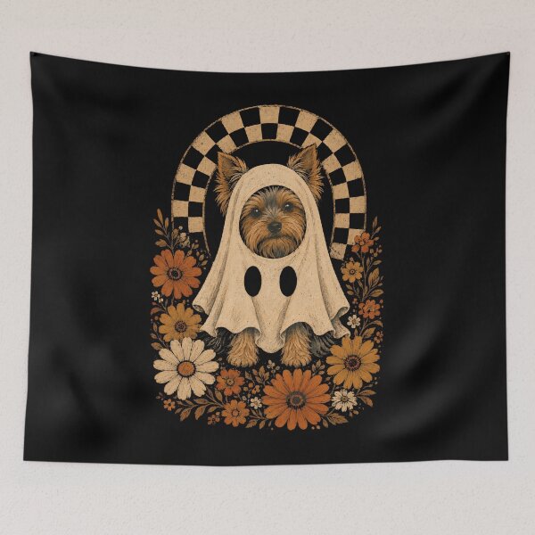 Item preview, Vintage Floral Yorkshire Terrier Ghost Costume Halloween designed and sold by JerdbordinShop.