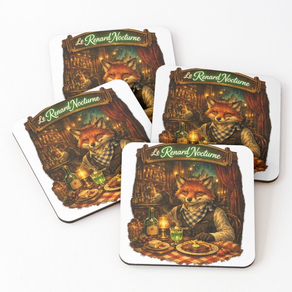Item preview, Le Renard Nocturne – Fox Drinking Absinthe in Paris Nightlife Illustration designed and sold by Shadowframe Studios.