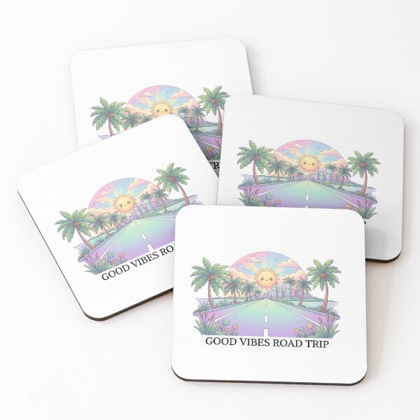 Item preview, Kawaii Good Vibes Road Trip - Cute Pastel Retro Sunset Landscape designed and sold by Amituniqdesign .