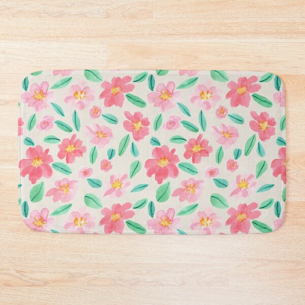 Item preview, Pink Watercolour Camellias Flowers Cream background designed and sold by Lozzie Eliza Designs.