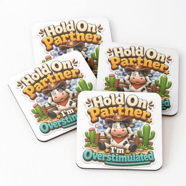 Item preview, Hold On Partner I'm Overstimulated Funny Cowboy Cow 3D designed and sold by MR4me.