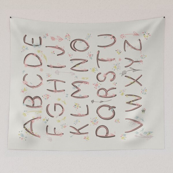 Item preview, Floral Twist Alphabet – Whimsical Botanical ABCs in Blush Pink designed and sold by Creativeallure.