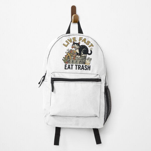 Item preview, Live Fast Eat Trash Funny Cat Trash Can Sarcastic designed and sold by Amituniqdesign .