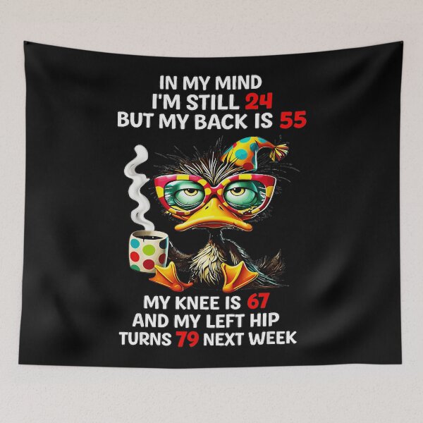 Item preview, In My Mind I'm Still 24 But My Back Is 55 My Knee Is 67 And My Left Hip Turns 79 Next Week Senior Aging Humor Birthday Gift designed and sold by Hugosploosh.