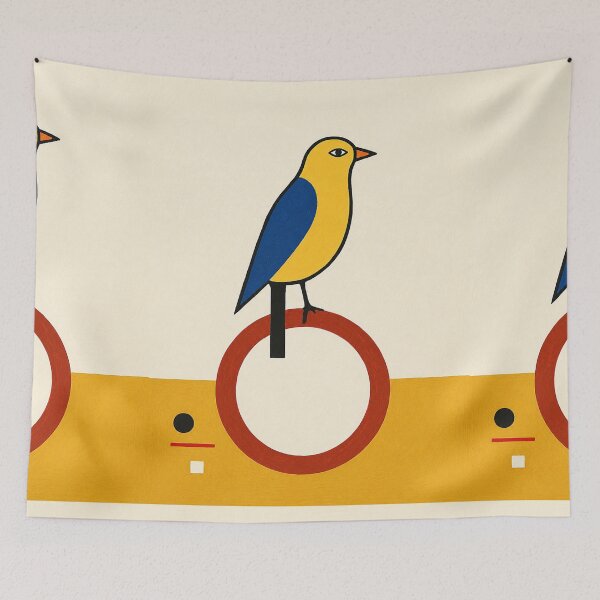 Item preview, "Perch Against Earth "- Mid Century Modern Folk Bird Abstract Art designed and sold by Filora Atelier | Bird Art.