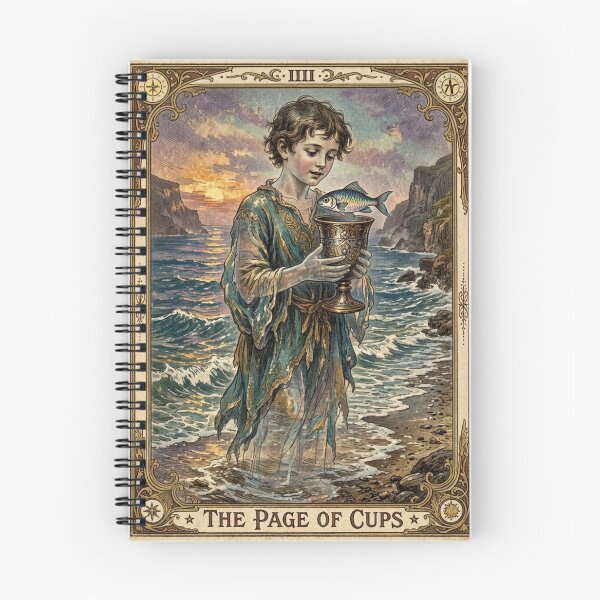 Item preview, Page of Cups Vintage Tarot Card Mystical Ocean designed and sold by CF_VintageDesign.