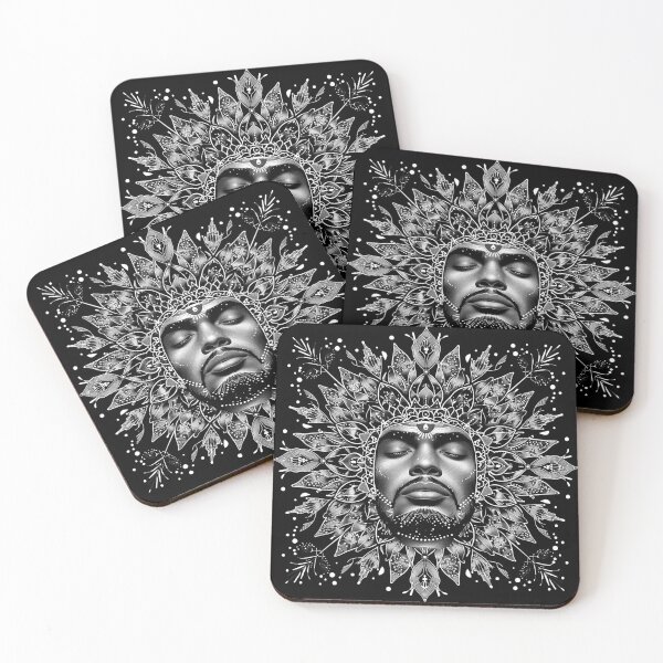 Item preview, Serene King with Botanical Mandala Crown Monochrome Regal Portrait designed and sold by inkoutninja.