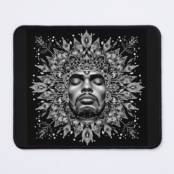 Item preview, Serene King with Botanical Mandala Crown Monochrome Regal Portrait designed and sold by inkoutninja.
