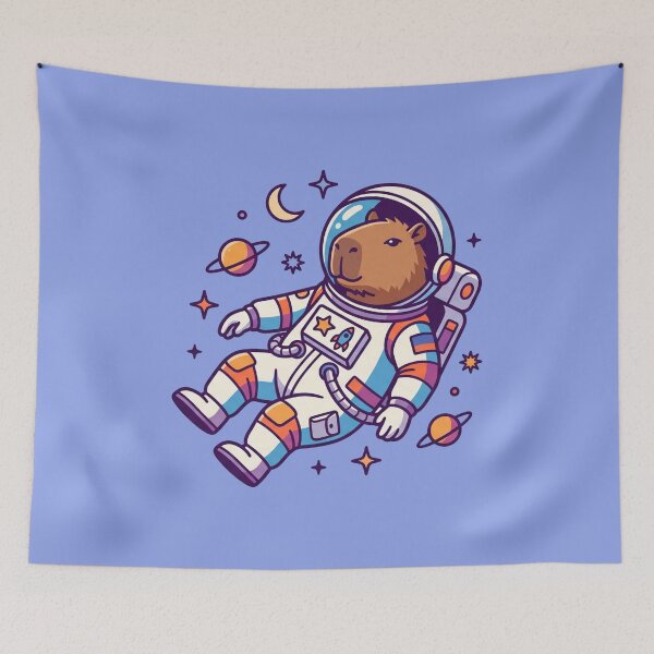 Item preview, Cute Capybara Astronaut Floating In Space designed and sold by MarCinu Art.