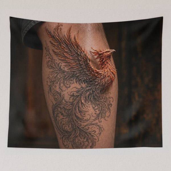 Item preview, Filigree Phoenix Tattoo Leg Art designed and sold by Diego Re.