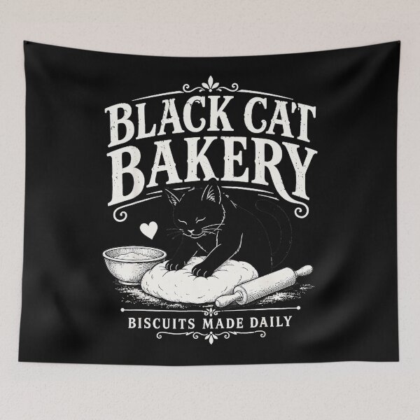 Item preview, Black Cat Bakery Biscuits Made Daily Cat Lover Baking designed and sold by Hugosploosh.