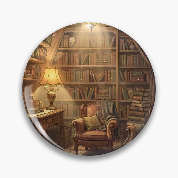 Item preview, A cozy, Book-Filled Attic Room Bathed in The Warm Glow designed and sold by Wiss2Arts.
