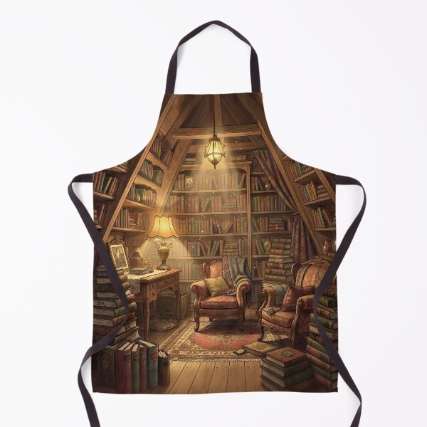 Item preview, A cozy, Book-Filled Attic Room Bathed in The Warm Glow designed and sold by Wiss2Arts.