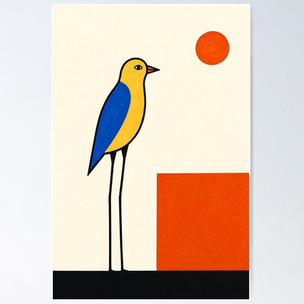 Item preview, "Tall Bird at Dusk" - Modern Bird Art  designed and sold by Filora Atelier | Bird Art.