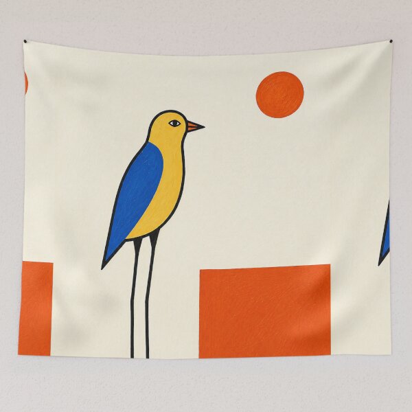Item preview, "Tall Bird at Dusk" - Modern Bird Art  designed and sold by Filora Atelier | Bird Art.