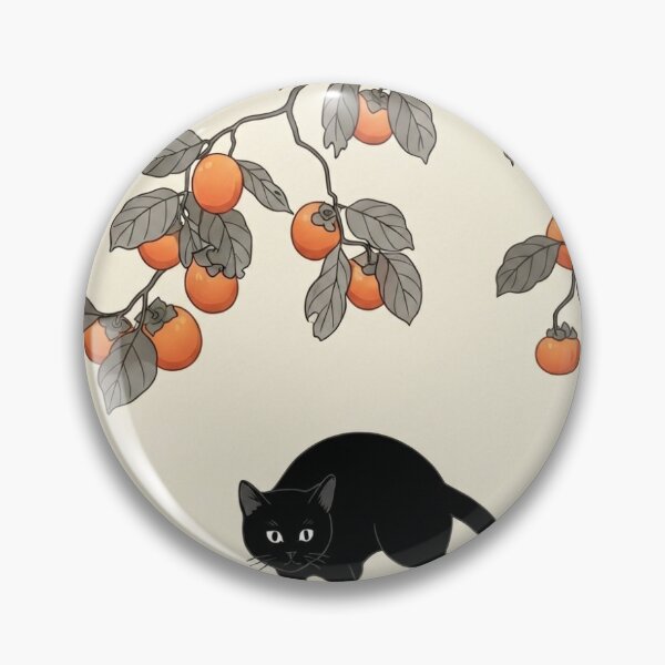 Item preview, Neo Nihon-ga 春草 柿 黒猫 モダンイラスト風 designed and sold by misaeklm.
