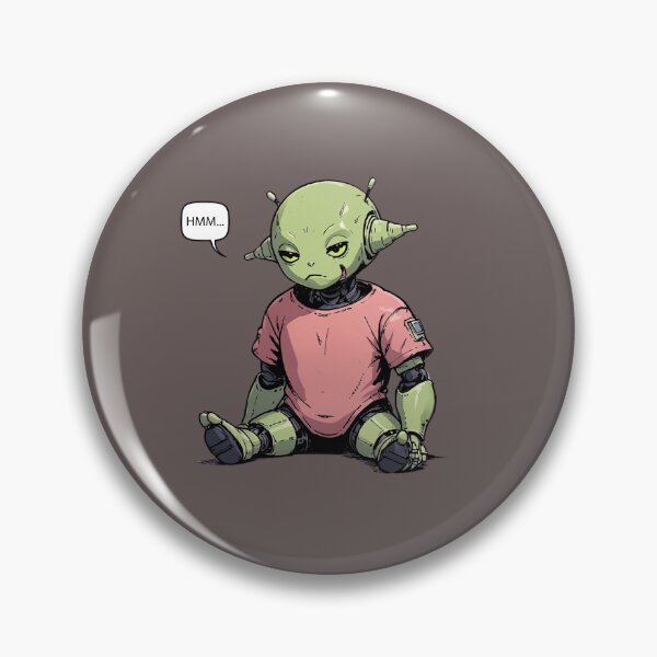 Item preview, Funny Thinking Alien Robot T-Shirt | HMM... Cute Sci-Fi Cartoon Meme Design designed and sold by designerbhai009.