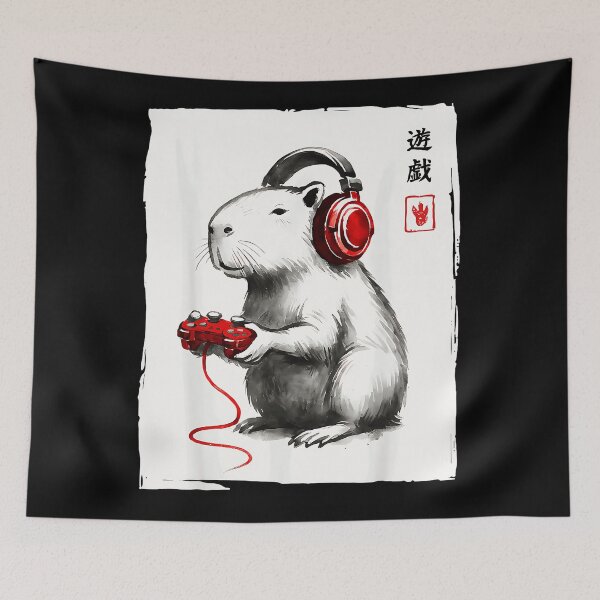 Item preview, Capybara Gamer Video Game Japanese Game designed and sold by Hugosploosh.