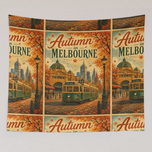 Item preview, Melbourne Tram Autumn Vintage T-Shirt | Retro Tram Lover Gift | Melbourne Australia Fall Heritage Design designed and sold by Globalcitytees.