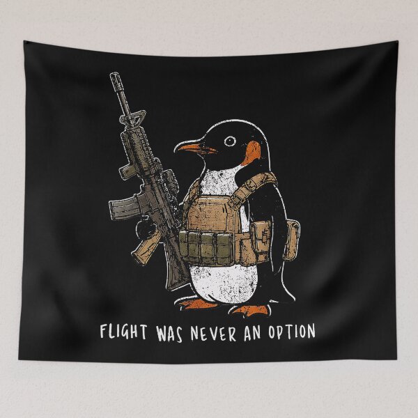 Item preview, Flight Was Never An Option Tactical Penguin Funny Meme designed and sold by Hugosploosh.
