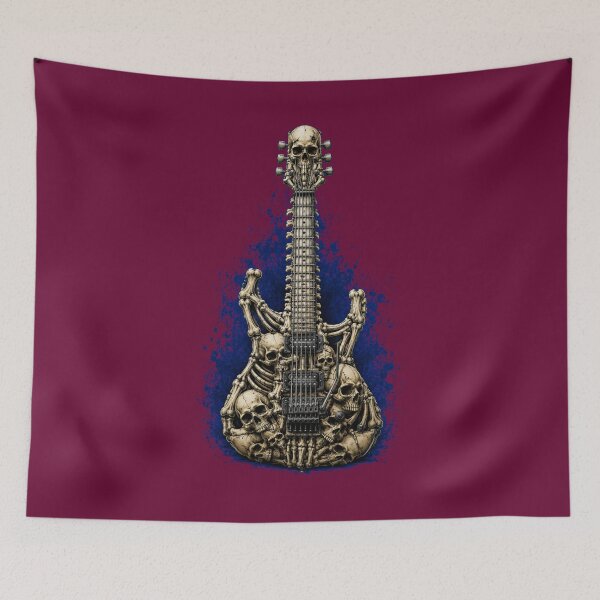 Item preview, Bone Guitar Skulls Heavy Metal Gothic Rock Electric Guitar Art designed and sold by Evelashop.