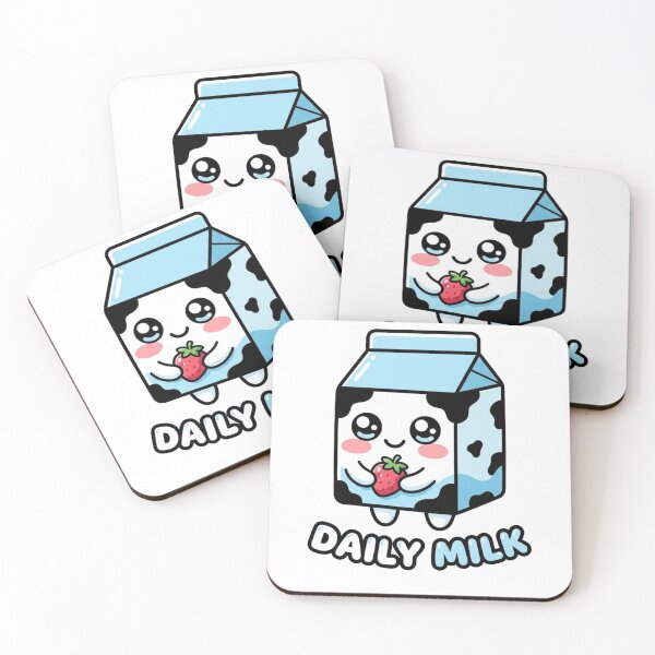 Aperçu de l'œuvre Dessin animé mignon de Daily Milk avec fraise Kawaii Design créée et vendue par morning sun.