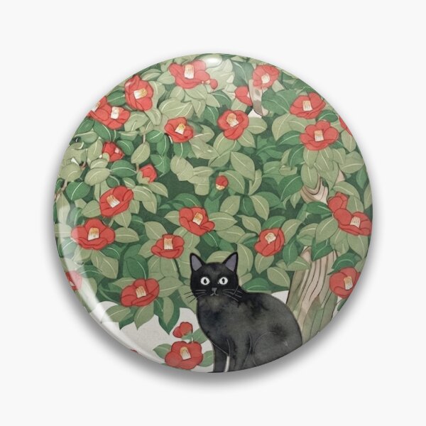 Item preview, Neo Nihon-ga 春草 椿 黒猫 モダンイラスト風 designed and sold by misaeklm.