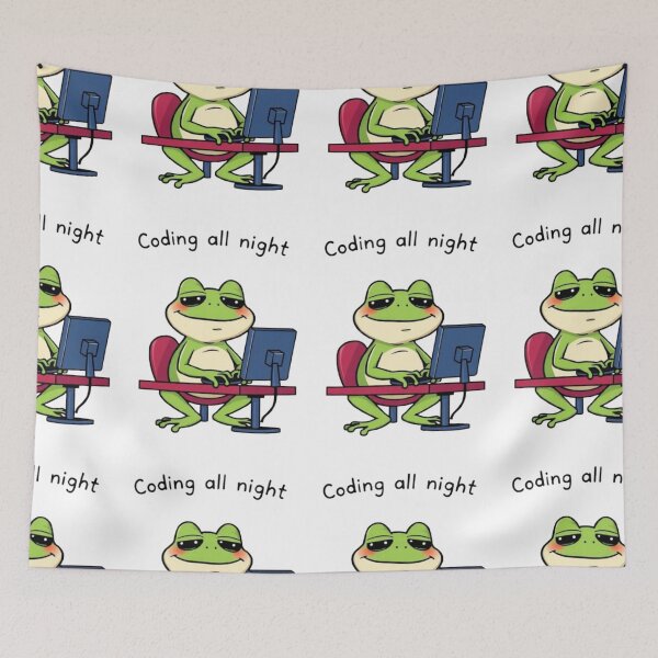 Item preview, Sleepy Coding Frog - Funny Programmer Meme designed and sold by Ayymann21.